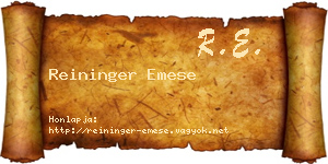 Reininger Emese névjegykártya